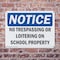 Signmission No Trespassing Or Loitering On School Property OSHA Notice Sign, Plastic, 10in W x 7in L, 2PK OS-2PACK-NS-P-710-L-14955 - alternate 5